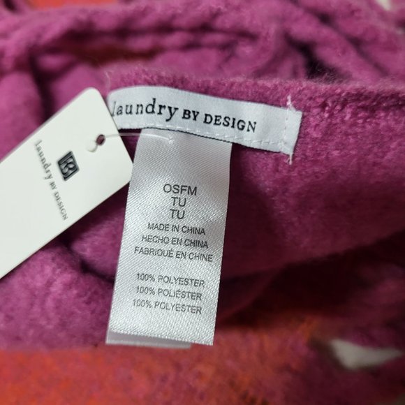 New Laundry by Design Women's Scarf Pink Rust Fringe Neck Warmer Accesories‎ - Picture 7 of 12